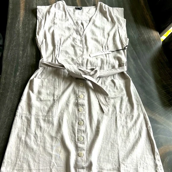 NWT Nicole Miller M Linen-Viscose Shirt Dress - Picture 2 of 8